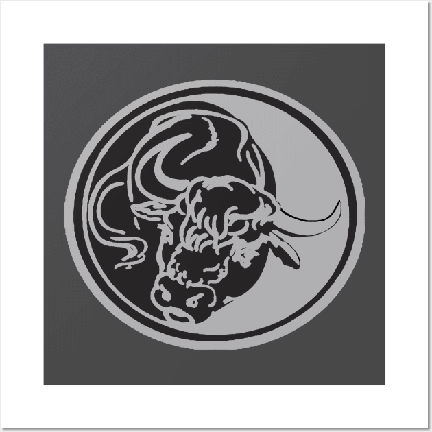 Black Bull Line Art Drawing Tattoo Art Wall Art by taiche